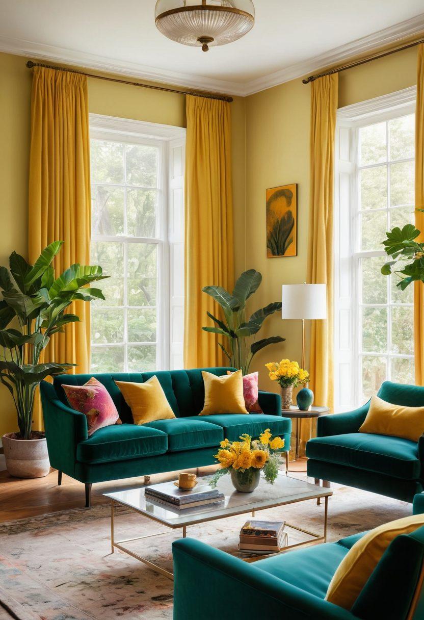 A stunning living room featuring an array of luxurious and stylish seating solutions, including a plush velvet sofa, elegant armchairs, and a chic coffee table, all surrounded by tasteful decor such as plants and abstract art. The room is bathed in natural light, highlighting the textures and colors of the furniture. Add a warm, inviting atmosphere with soft throw blankets and pillows. modern interior design. vibrant colors. super-realistic.